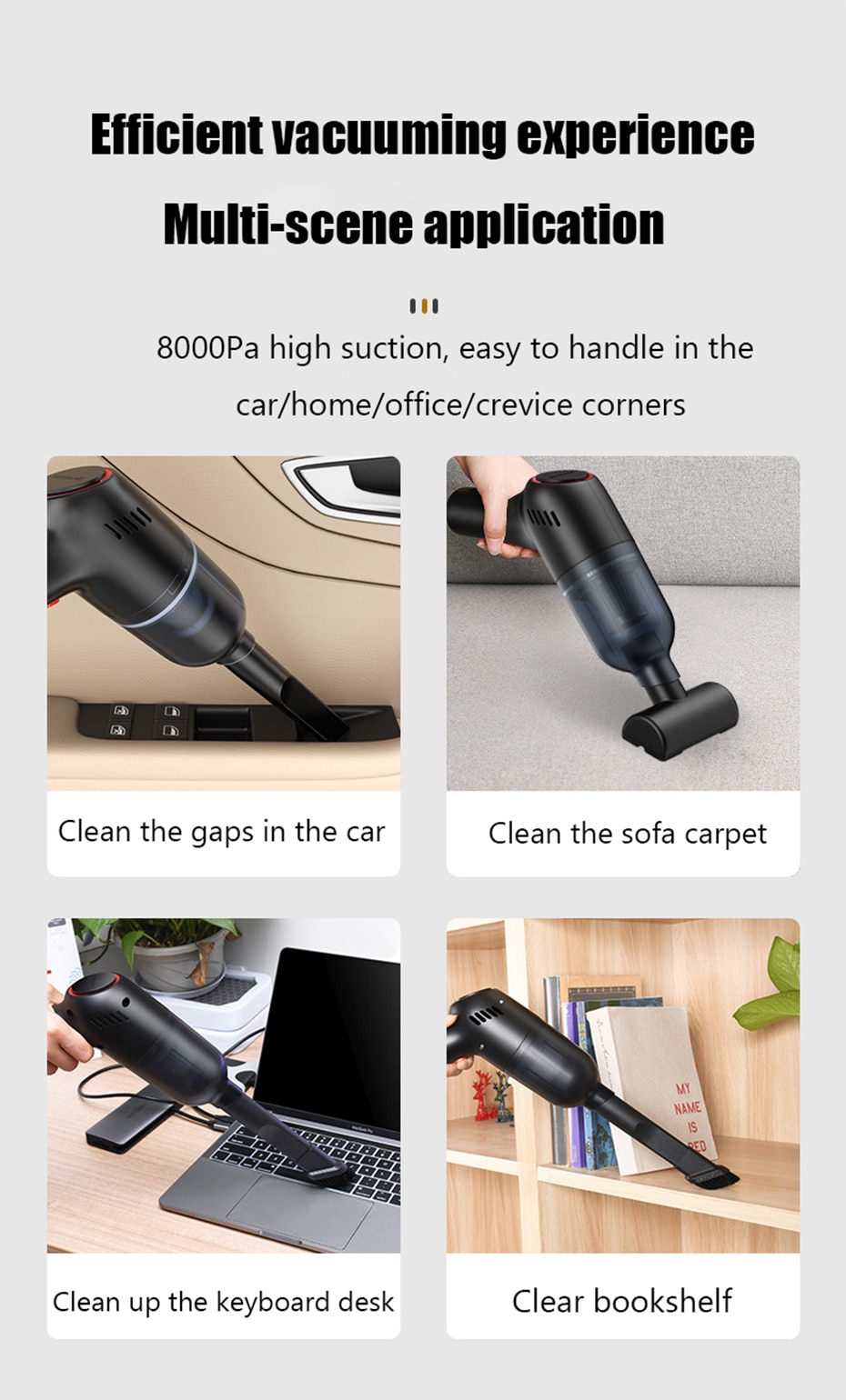 Máy Hút Bụi Mini Cầm Tay Cho Xe Hơi 8000pa | BigBuy360 - bigbuy360.vn