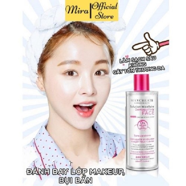 Nước Tẩy Trang MayCreate cho da nhạy cảm làm sạch sâu, sáng da và hồng da MiraaShop