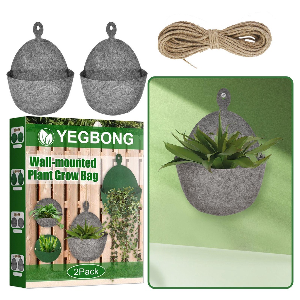 LONTIME Bộ 2 Túi Trồng Cây Bằng Vải Treo Tường Tiện Lợi
