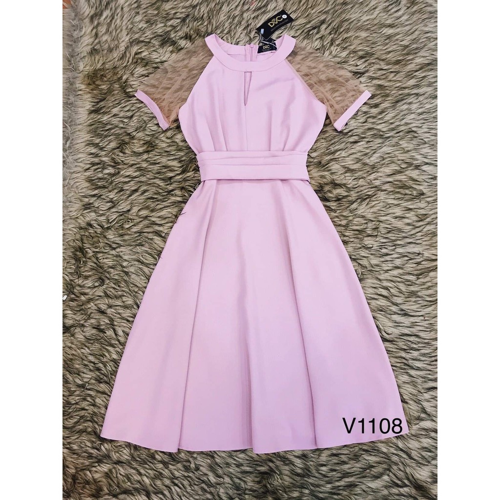 [ xả kho ] MiD VÁY HỒNG TAY LƯỚI V1108 kèm ảnh thật