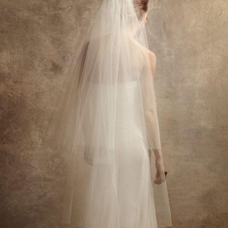 Khăn Voan 2 Lớp Mềm Mại Phong Cách Châu Âu Sang Trọng Có 3 Kích Cỡ Dành Cho Cô Dâu