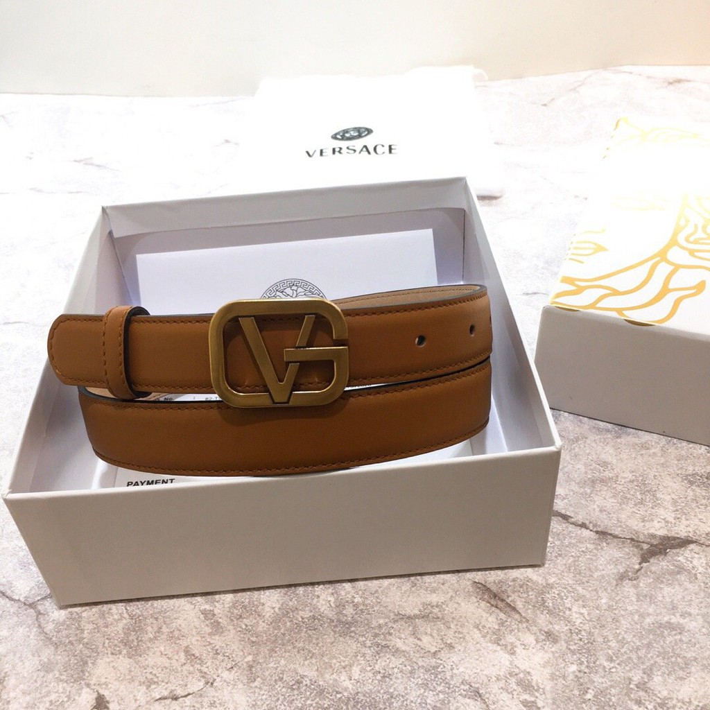 Thắt lưng versace Belt Couple Genuine Leather Luxury Waist Strap Jeans Pants Pin Buckle Waistband 1