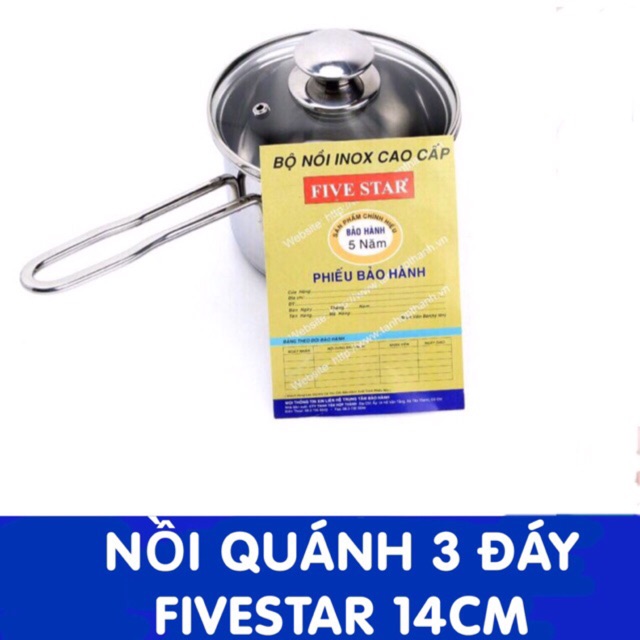 - Nồi quánh nấu bột Inox 3 đáy Five Star 14cm