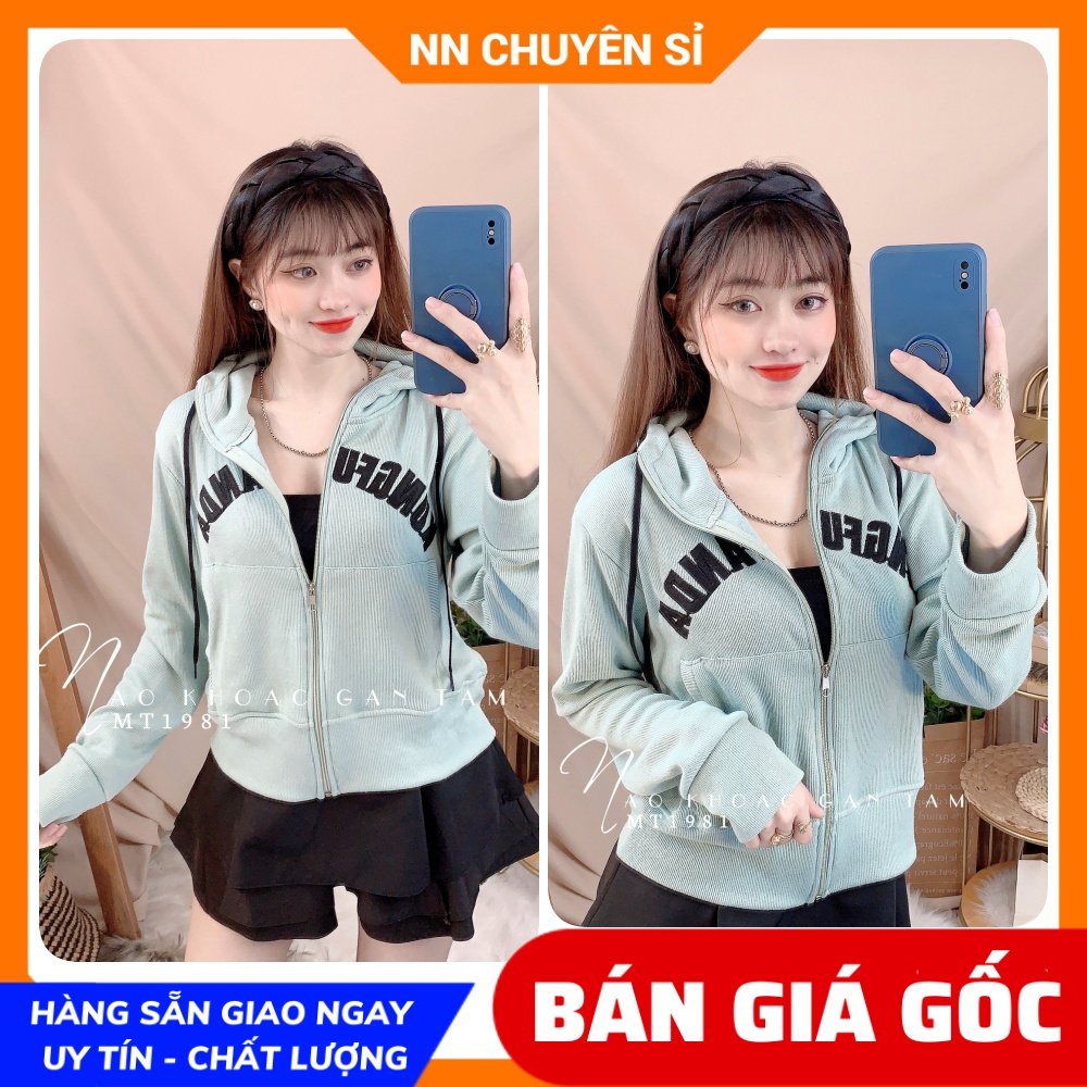 Áo khoác gân tăm cho nữ chất vải mềm co giãn lên phom ôm dáng thêu chữ dễ thương MT1981