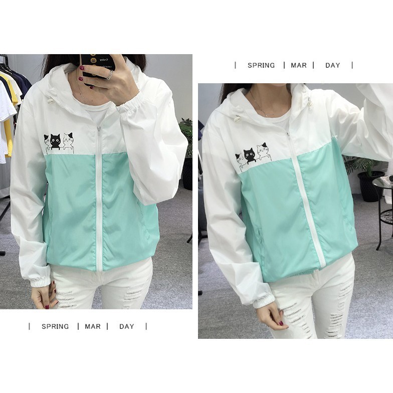 [S02] Áo khoát nữ gió dù 2 lớp chống nắng in hình mèo kitty siêu chất bao đẹp - M058 | BigBuy360 - bigbuy360.vn