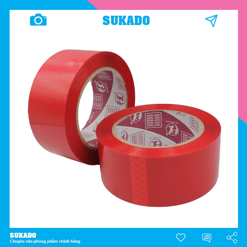 Băng keo đục màu đỏ 4.8cm dán thùng giấy 100yds Độ dính 45 SUKADO BANGK01