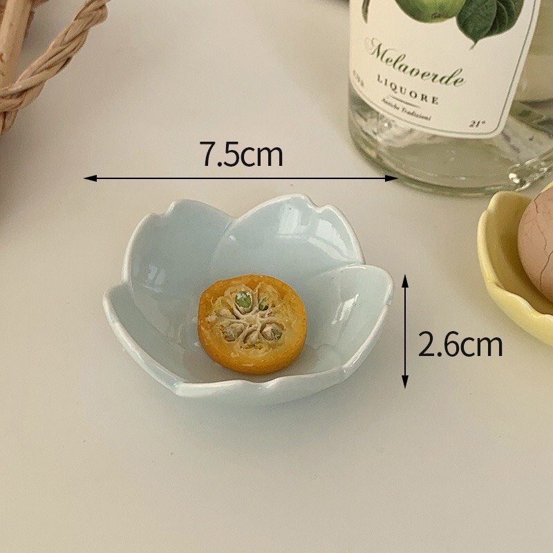 Đĩa sứ mini hình cá trích, hoa anh đào dễ thương dành cho bé ăn dặm ADKN, bát gốm sứ SAMI KIDS