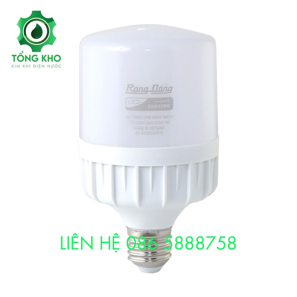 Đèn LED Bulb trụ Rạng Đông 20W, 14W, 12W, 10W - Tổng kho kim khí điện nước