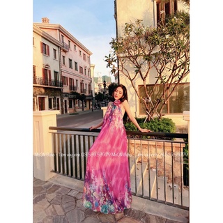 MOON BOHO - MAXI HOA CỔ YẾM HỒNG TÍM