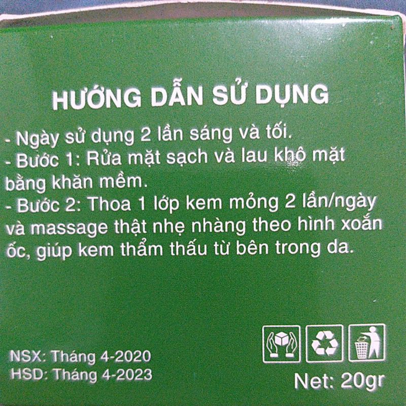 KEM SÂM DƯỠNG TRẮNG VÀ HỒI PHỤC DA SAU TÁI TẠO HANDMADE