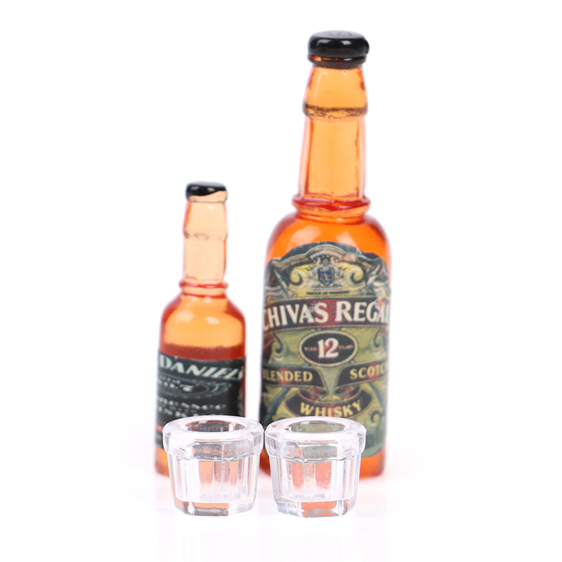 Bộ 4 Chai Rượu Vang Giả Tỉ Lệ 1 / 12 Trang Trí Nhà Búp Bê