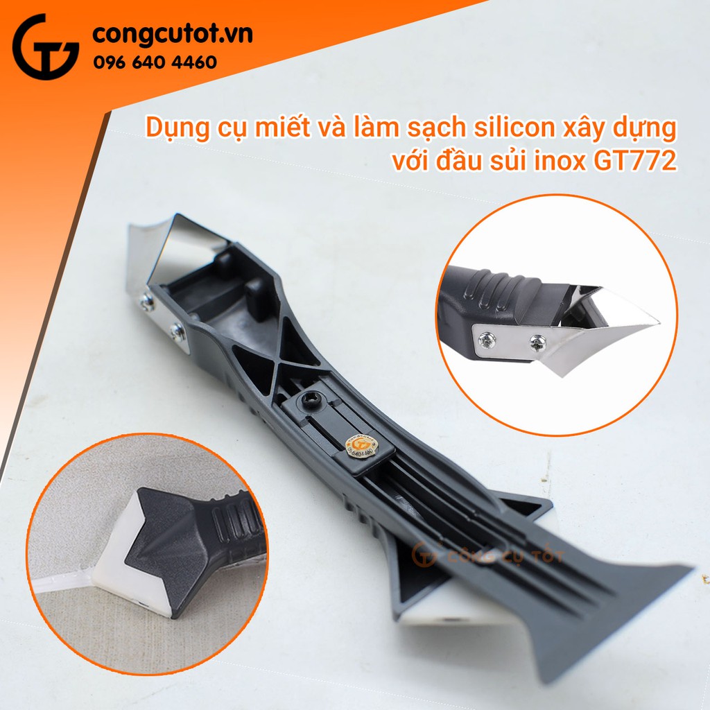 Bộ dụng cụ miết và làm sạch keo silicon xây dựng với đầu sủi inox 3 trong 1 tiện lợi