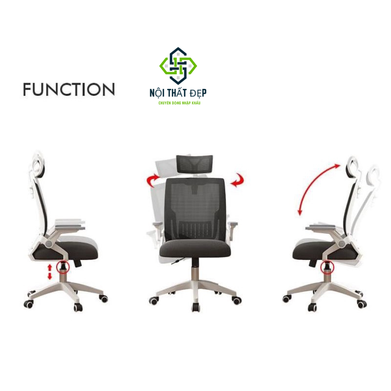 VP-580-1 Ghế Xoay Nhân Viên Lưới Tay Gạt, Tiện Lợi, Tiết Kiệm Diện Tích