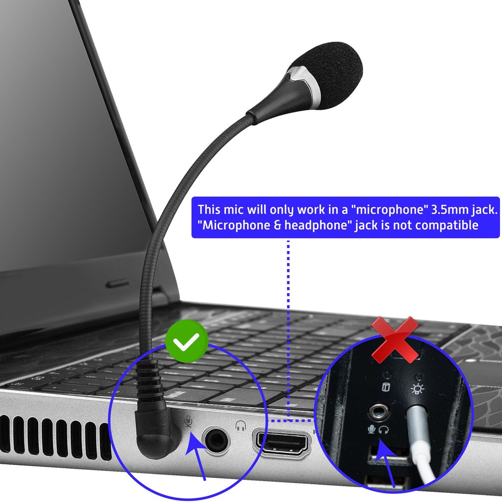 Micro không dây mini jack cắm 3.5mm đế linh hoạt cho laptop/máy tinh bảng tiện dụng