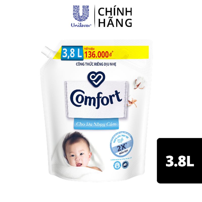 Nước xả vải Comfort cho da nhạy cảm 3.8L