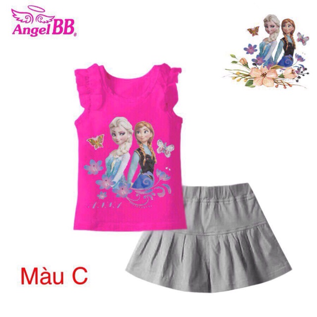 Xả hàng Sét váy Bộ bé gái Elsa quần váy đầm Elsa bé gái cao cấp size 2 giá sốc