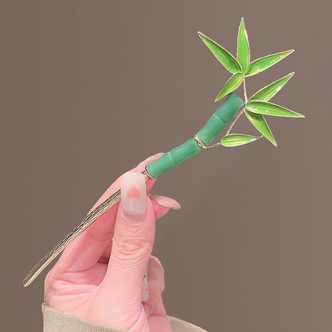 Kẹp Tóc Bằng Hợp Kim Màu Sắc Lá Tre Phong Cách Trung Hoa