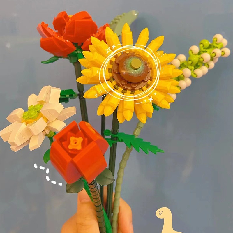Lắp Ráp Mô Hình Bó Hoa Trang Trí Nhà Cửa, Decor, Sinh Nhật, Lễ Tết Chính Hãng LOZ (Fullbox)