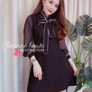 Đầm xòe cổ sơ mi tay phồng