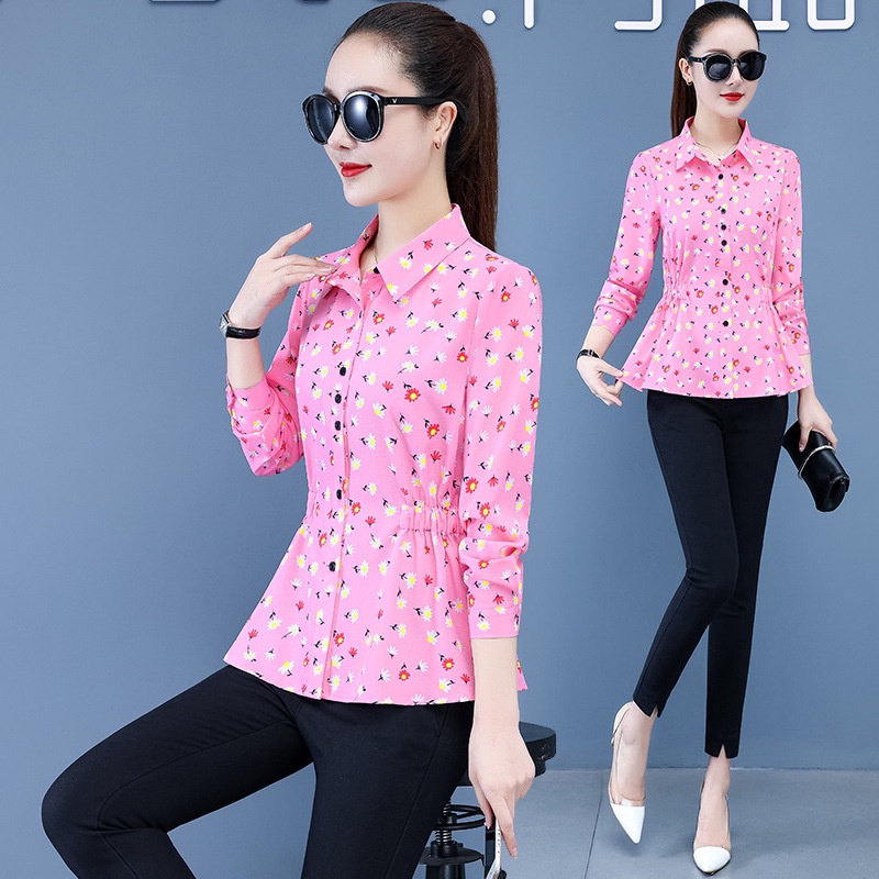 Áo Sơ Mi Chiffon Tay Dài Dáng Ôm In Họa Tiết Hoa Thời Trang Hàn Quốc Hàng Mới Cho Nữ 2022