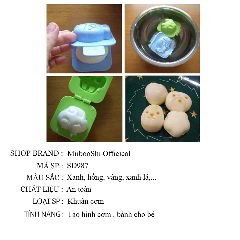 Khuân cơm bộ 6 khuôn tạo hình cơm trứng làm bánh cho bé ăn dặm nhiều màu MiibooShi SD987
