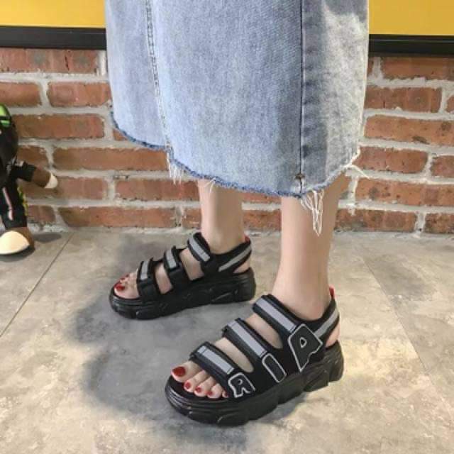 [LOẠI 1 - CÓ LÓT FORM] Sandal 3 quai ngang ulzzang mới hot trend 2020 AIR phản quang phát sáng đế cao 4cm đi học đẹp bền