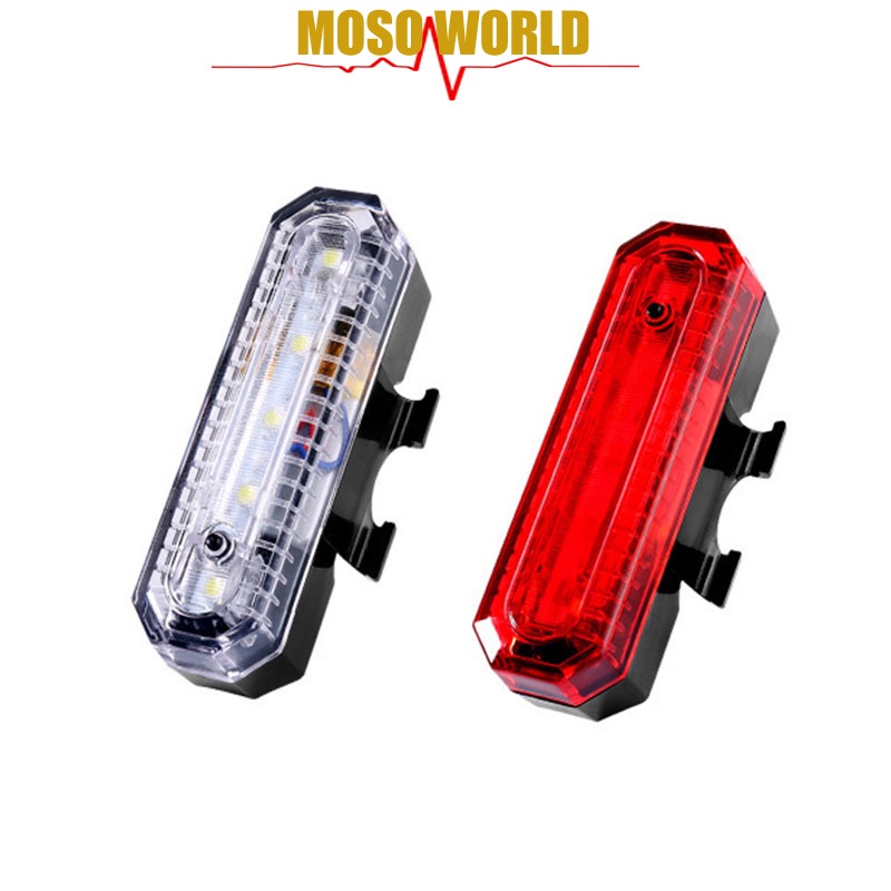 Đèn led MOSOWORLD 5 bóng gắn sau xe đạp sạc usb chuyên dụng