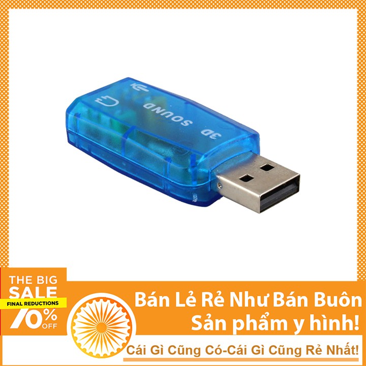 USB Âm Thanh 5.1 Chuyển Đổi Từ Cổng USB Ra Loa và Tai Nghe (Xanh)