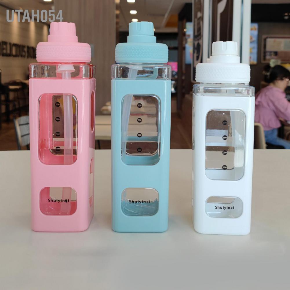 Bình nước nhựa có ống hút tiện lợi hai lớp dung tích lớn 700ml