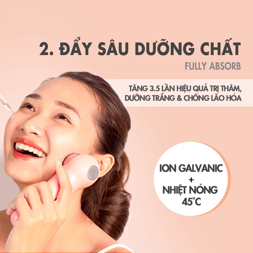 Máy Đẩy Tinh Chất Dưỡng Trắng Nóng Lạnh Ion Hot & Cool Beauty Device điện di tinh chất, tẩy trang