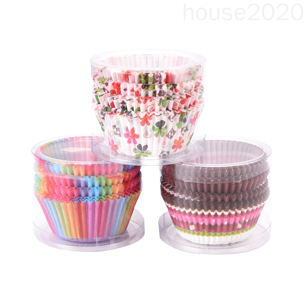 Set 100 đế giấy lót bánh cupcake không dính chống dầu màu sắc ngẫu nhiên HOUSE2020