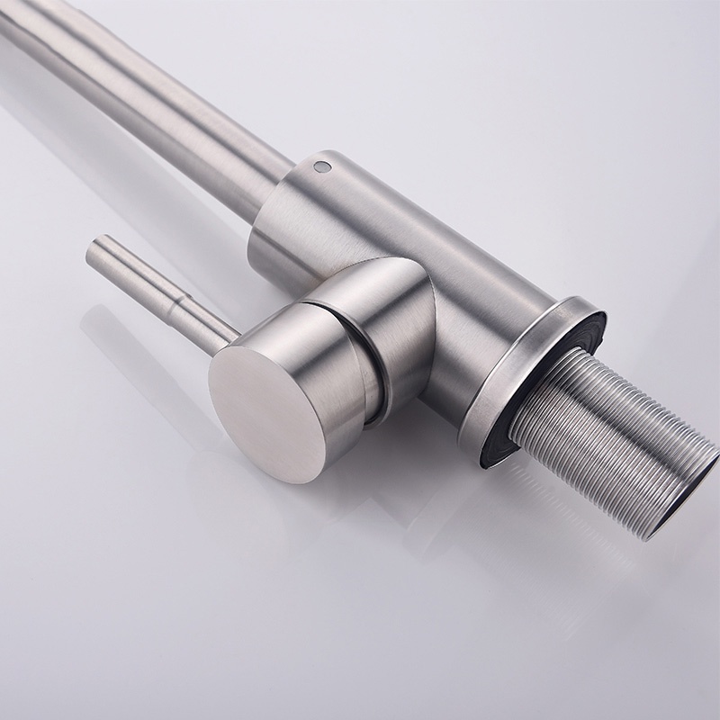 Bộ Vòi Rửa Chén Bát Nóng Lạnh Inox 304 Cần Cứng Màu Trắng Mờ [V19] Xoay 360 Độ Dùng Cho 2 Hộc Chậu Tiện Dụng