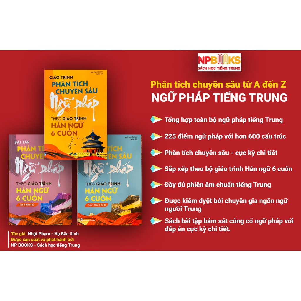 Sách - Giáo trình phân tích chuyên sâu ngữ pháp theo giáo trình Hán ngữ 6 cuốn đi kèm sách bài tập (HSK1-2-3-4-5-6)