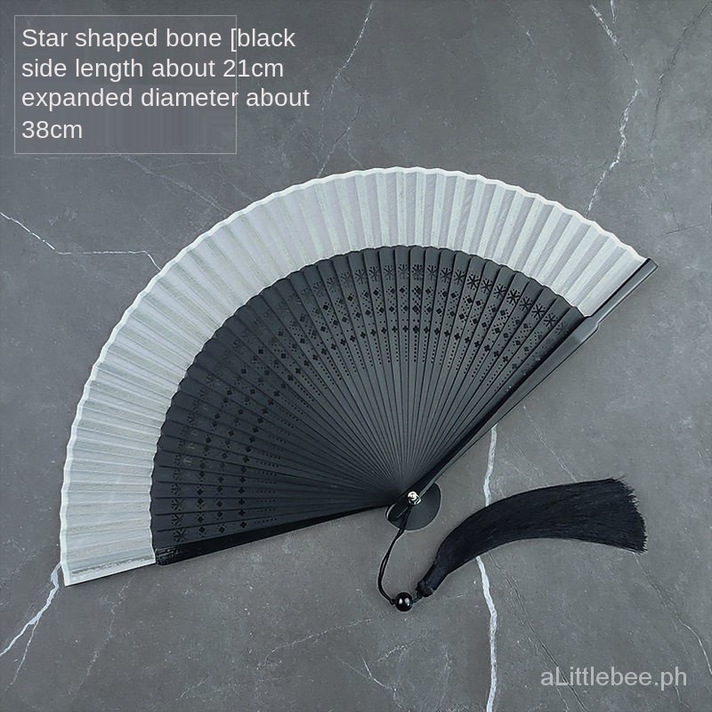 Quạt Xếp Cầm Tay Vải Lụa Màu Trơn Phong Cách Trung Hoa m5TB