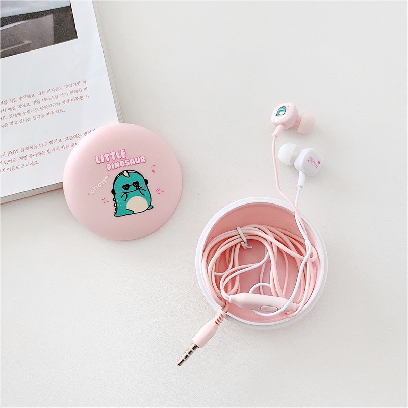 Bộ Tai Nghe Và Hộp Đựng Hàn Quốc Khủng Long (In - Ear) Cực Cute - Có Mic Đàm Thoại - BEYOU ( Khủng Long )