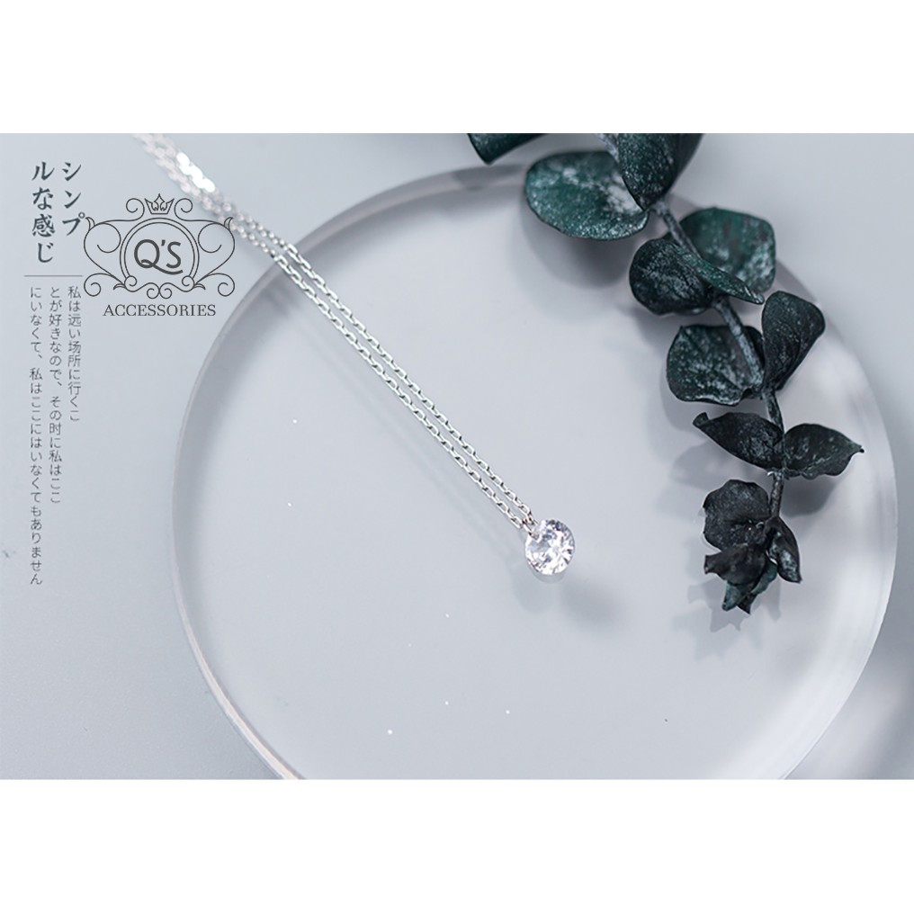 Dây chuyền bạc 925 mặt đá nhỏ giác cắt vòng cổ nữ tối giản S925 DIAMOND Silver Necklace QA SILVER NE181202