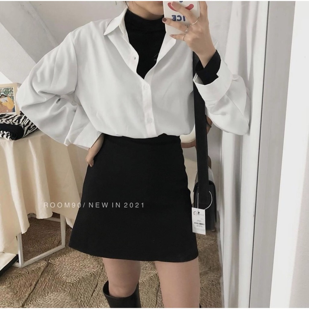 Chân váy A dáng ngắn, có quần trong, 3 mầu trắng kem/ đen/ nâu | BigBuy360 - bigbuy360.vn