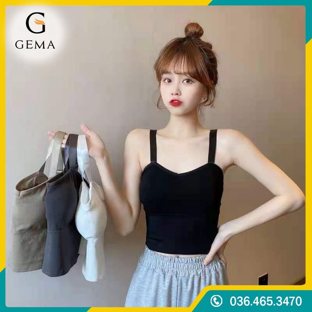 Áo bra nữ 2 dây bản to dáng dài cup tròn có lót nâng ngực BR828