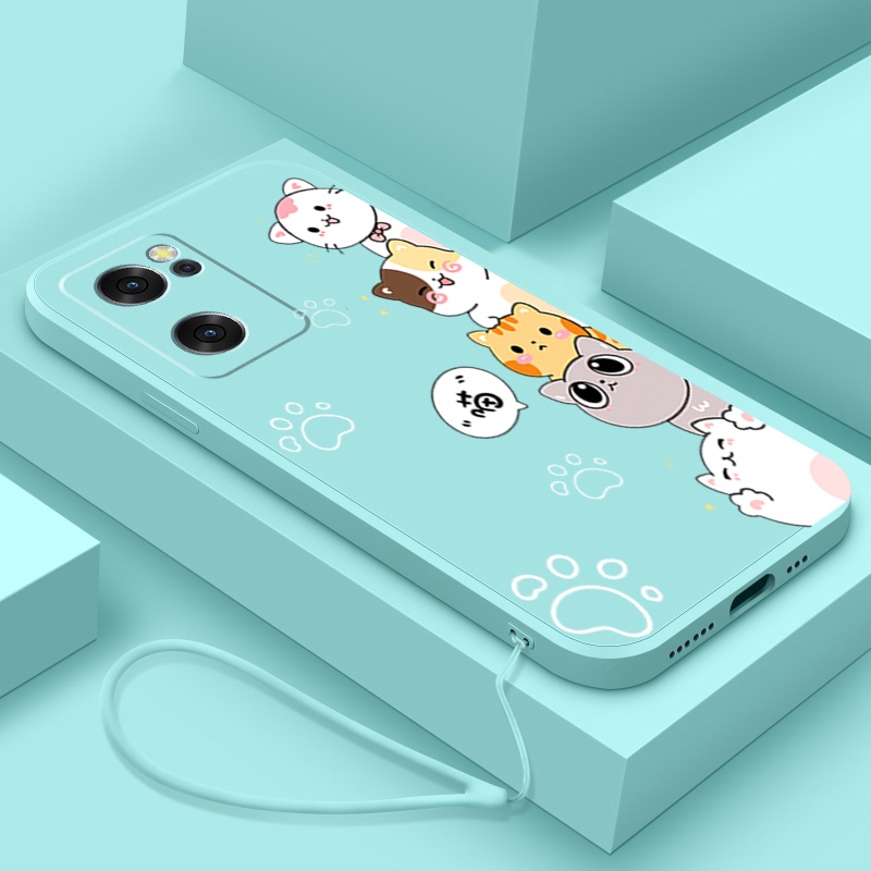 Ốp lưng oppo reno 7 5g oppo reno 7 4g Ốp Điện Thoại Silicon Mềm Mịn Thiết Kế Hình Mèo DZMM01 Cho oppo reno 7 5g oppo reno 7 4g viền vuông cute