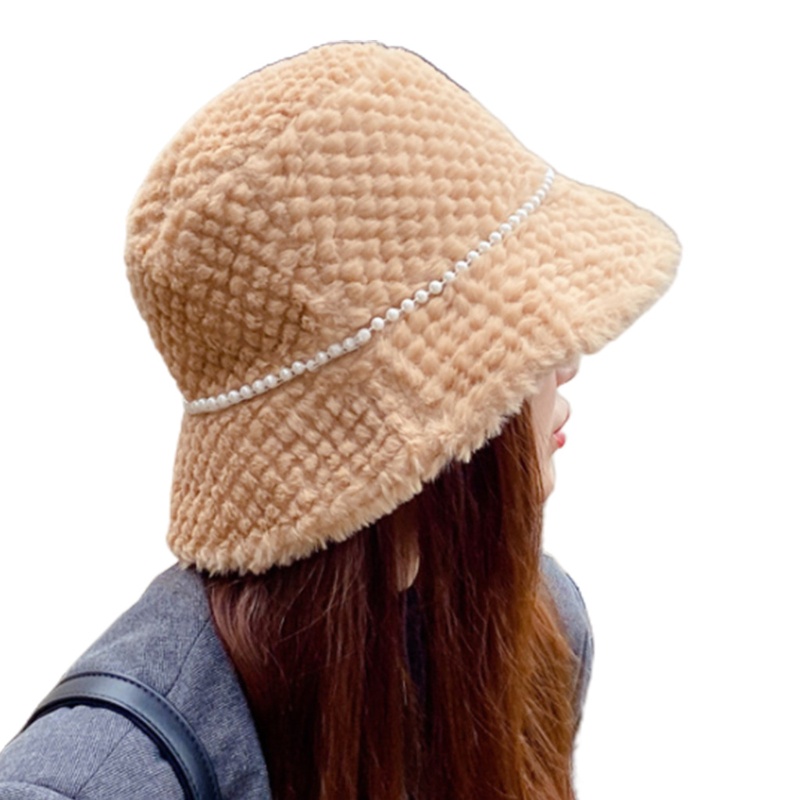 Mũ Tai Bèo Phối Lông Đính Hạt Ngọc Trai Đơn Giản Sáng Tạo Dễ Phối Đồ Hàng Ngày
