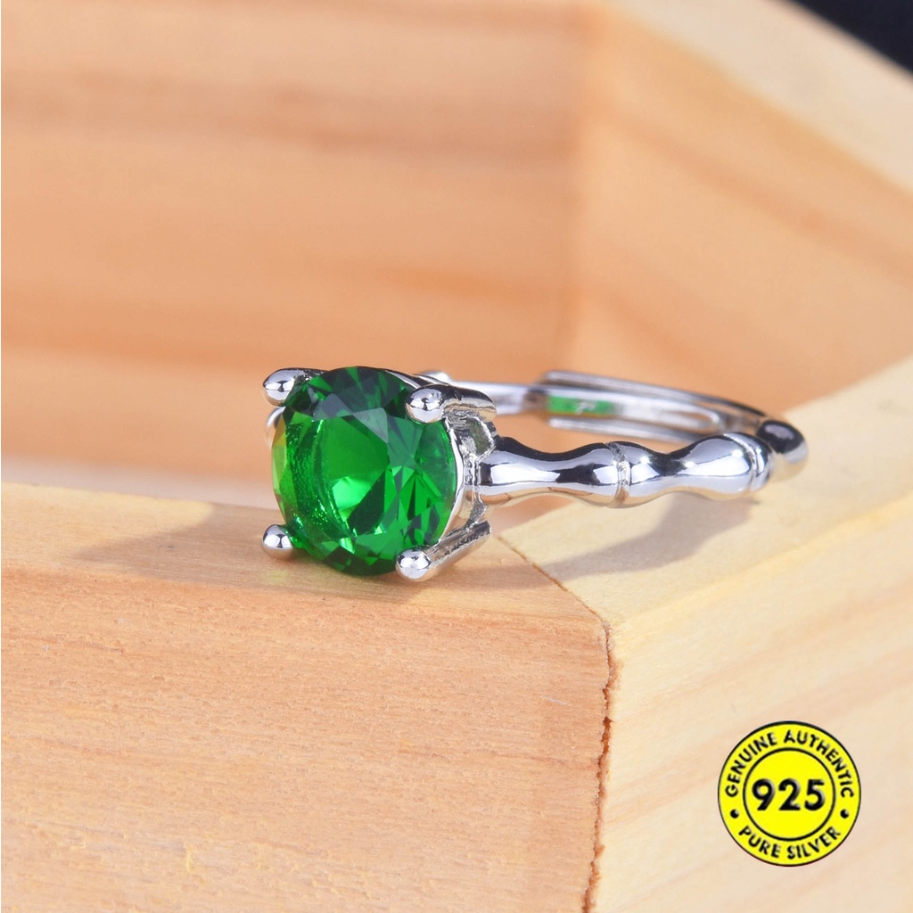 Nhẫn hở hình cây tre đính đá nhiều màu