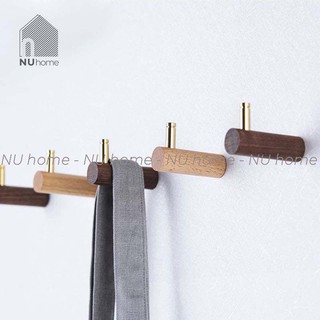 nuhome.vn | Móc gỗ treo đồ gắn tường hình trụ gắn móc đồng cao cấp được thiết kế nhỏ gọn, đơn giản và sang trọng