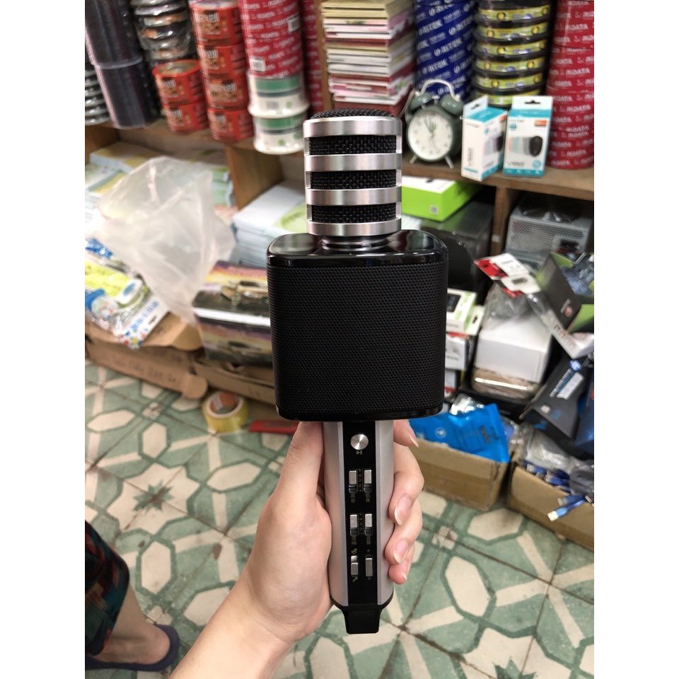 Mic hát karaoke liền loa bluetooth karaoke bluetooth K7 siêu âm thanh