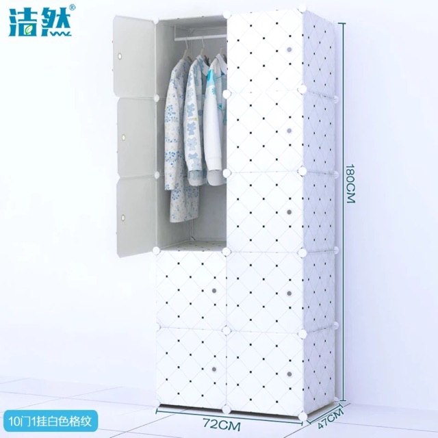 TẶNG 1 MÓC CÀI 20K_Tủ ghép 10 ô kẻ trắng Size ng lớn dùng. Tặng kèm 2 treo đồ