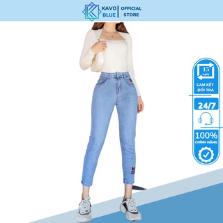 Quần Jean Dáng Boy Nữ Cạp Cao KAVO BLUE Siêu Co Giãn Mã BY924-63