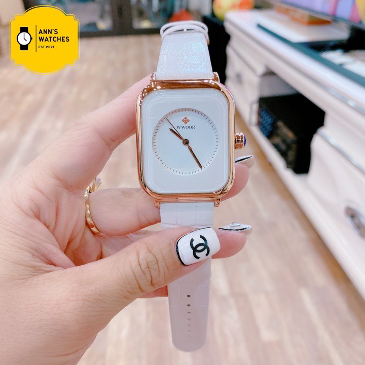 ❤️Freeship❤️Đồng Hồ Nữ WWOOR Dây Da, Size 34mm, Thiết Kế Mặt kính Tràn Viền, Màu Sắc Thời Trang, Chống Nước Tuyệt đối