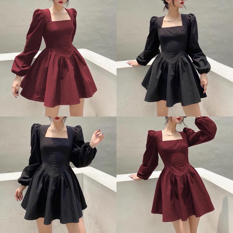 Đầm cổ vuông tay phồng  H1