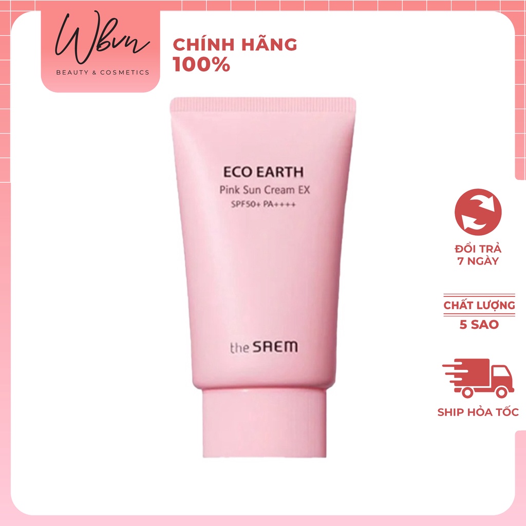 Kem Chống Nắng Giảm Dầu, Nâng Tone Da Sáng Hồng The Saem Pink Sun Cream EX SPF50+/PA++++ 50g