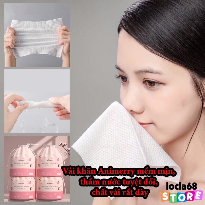 Khăn Lau Mặt Khô ANIMERRY COTTON Cao Cấp Bịch Cuộn Khăn Tẩy Trang Túi Rút Khăn Đào Nội Địa Trung