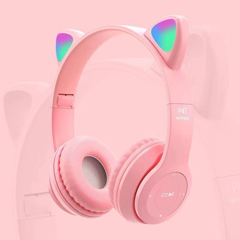 Tai Nghe Mèo Bluetooth P47 M MZ47 y08 Tai Mèo Dễ Thương Có Mic , Âm Bass Chuẩn Nghe Nhạc Cực Hay FullBox